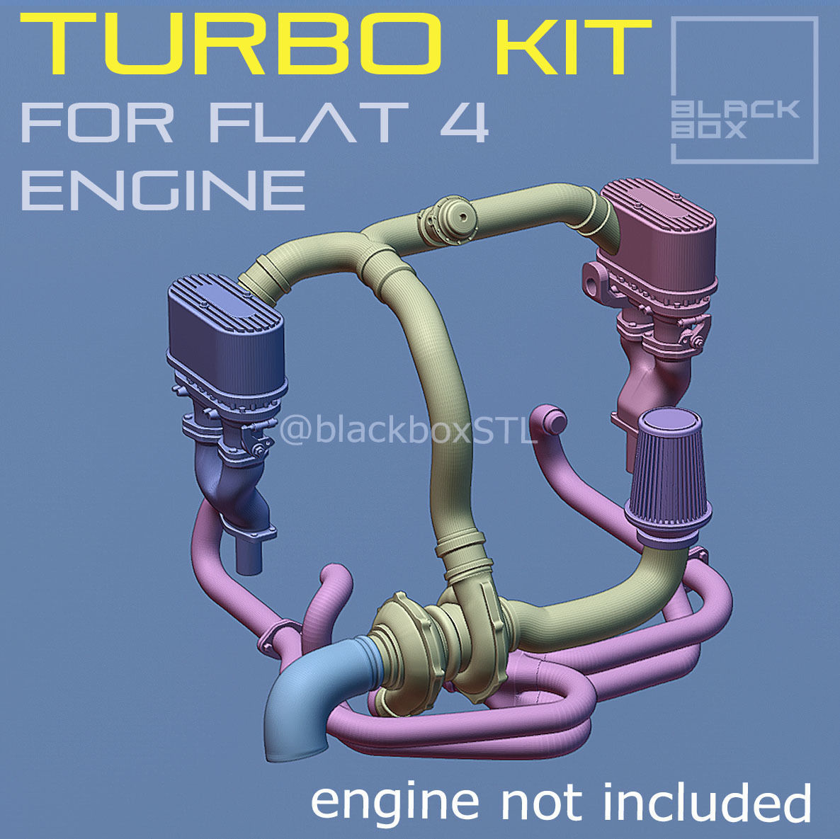 Turbo kit for our Flat Four BASE ENGINE 1-24th 3D print model_2