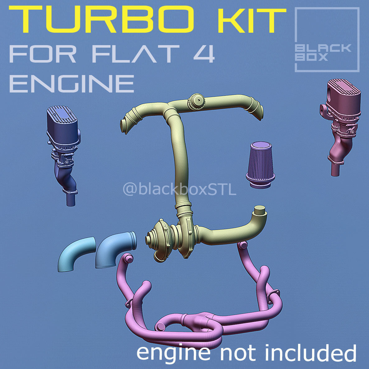 Turbo kit for our Flat Four BASE ENGINE 1-24th 3D print model_3