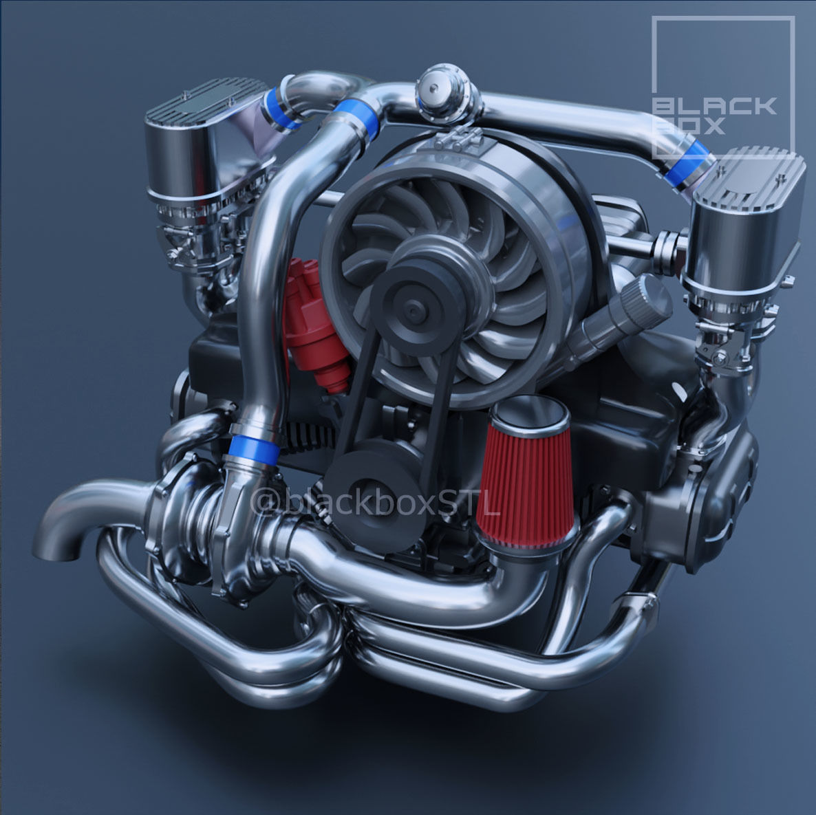 Turbo kit for our Flat Four BASE ENGINE 1-24th 3D print model_5