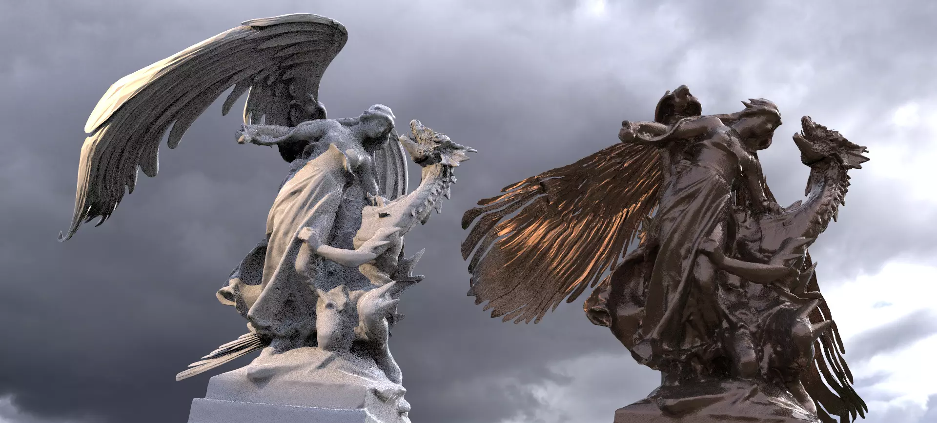 Angel and Demon statue 2 designs 3D model_0
