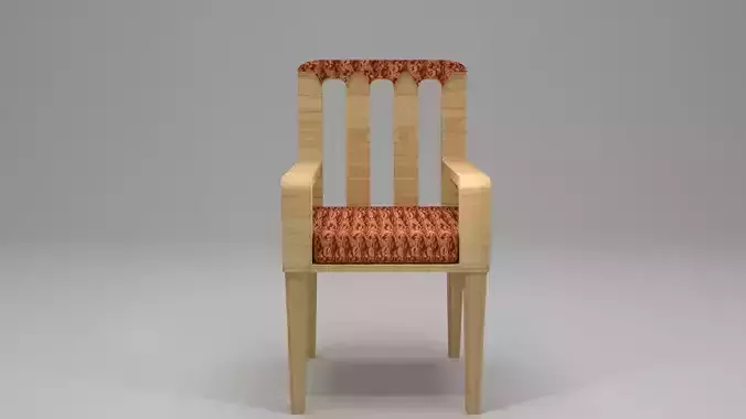 Modern Wooden Red Sofa Chair Low-poly 3D model