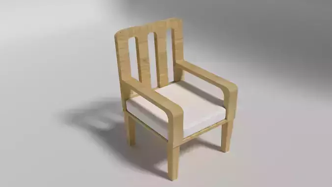 3D Modern White Wooden Sofa Chair Low-poly 3D model