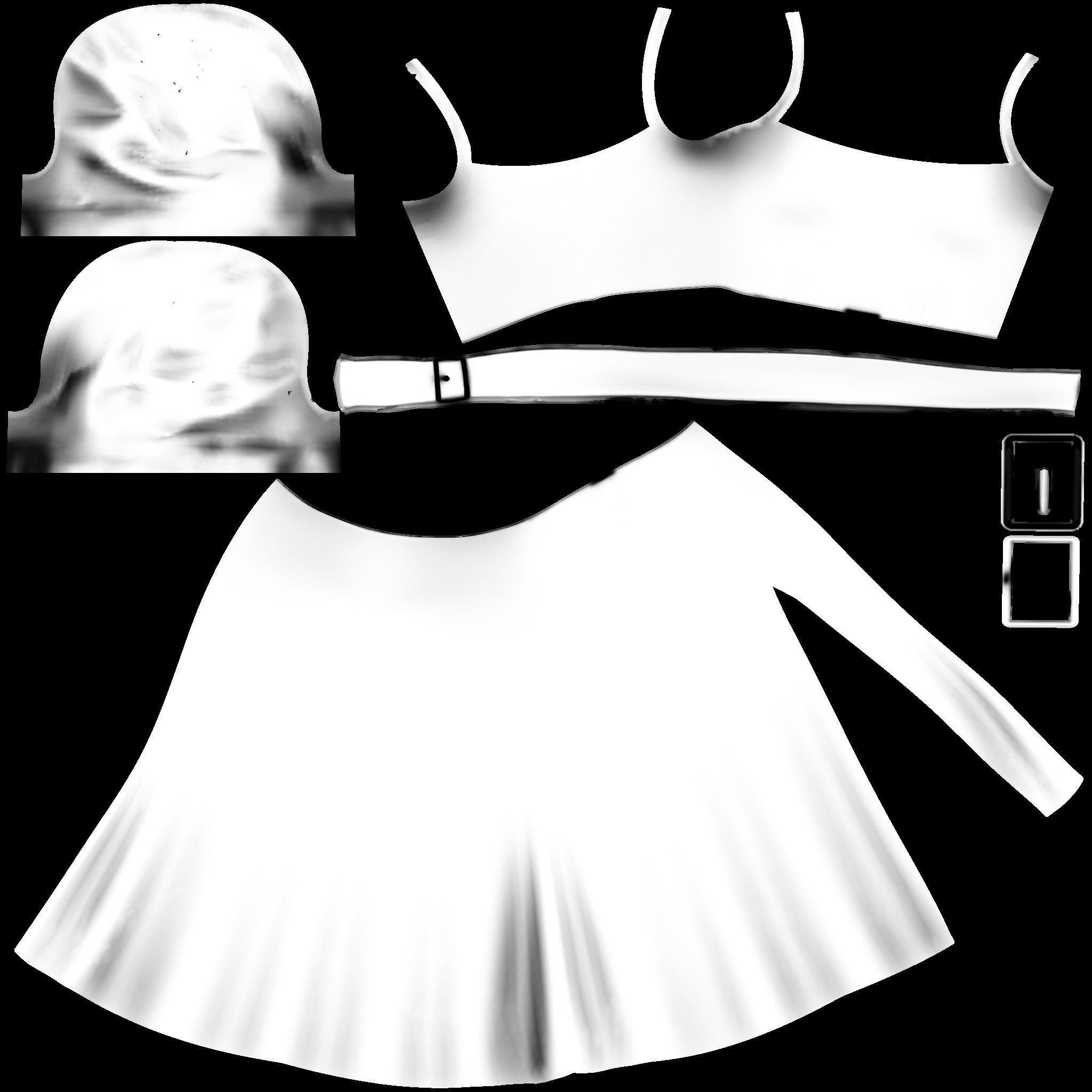 Puff Sleeved Belted Dress with Cutouts Low-poly 3D model_13
