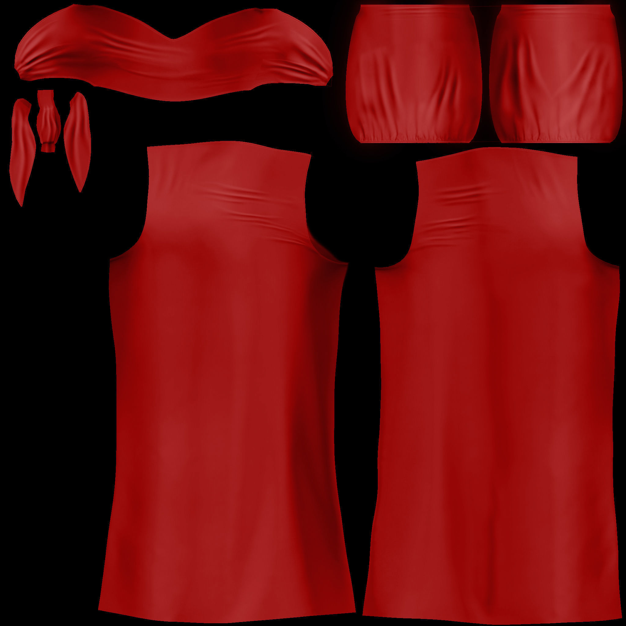 Front Tied Off Shoulder Jumpsuit Low-poly 3D model_14
