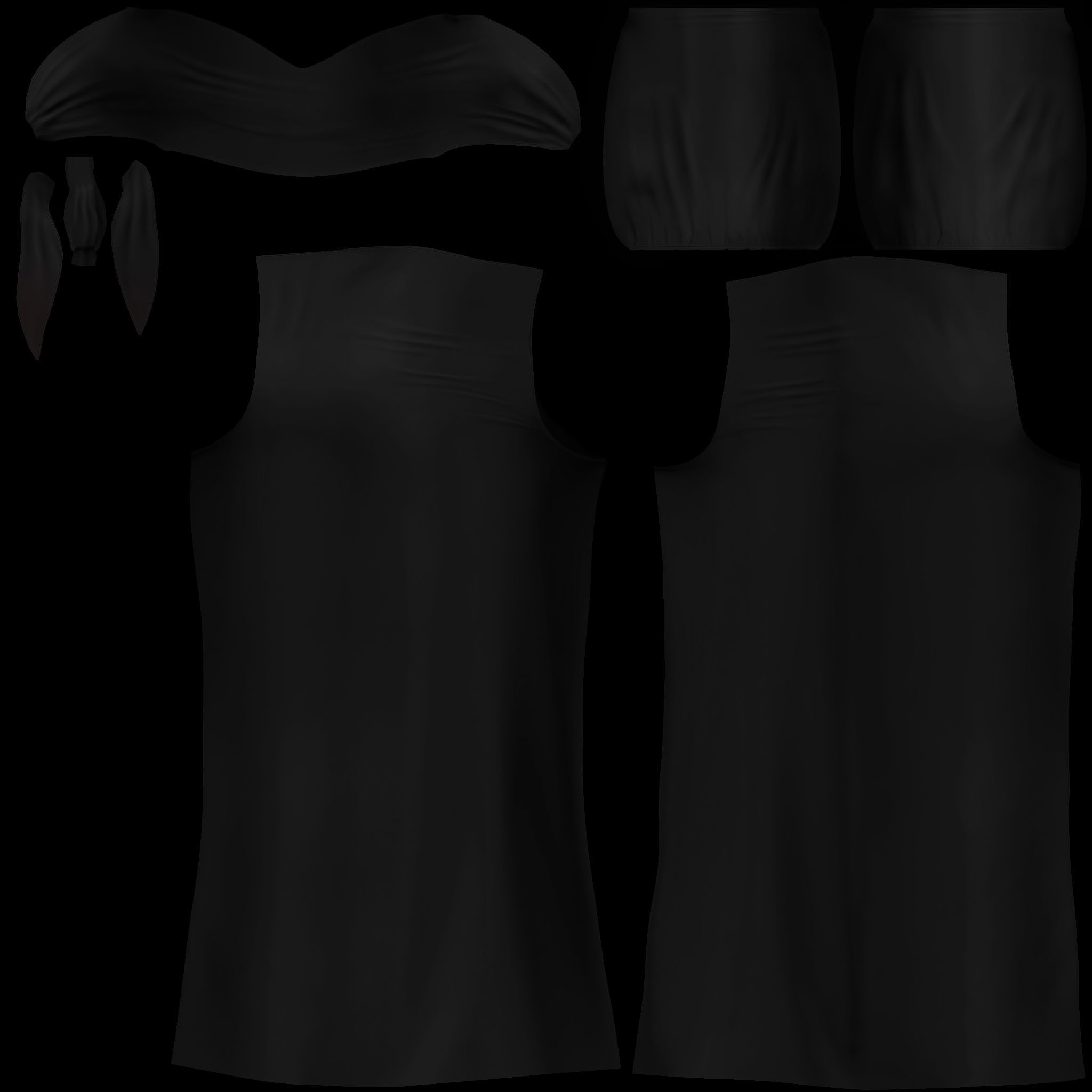 Front Tied Off Shoulder Jumpsuit Low-poly 3D model_12