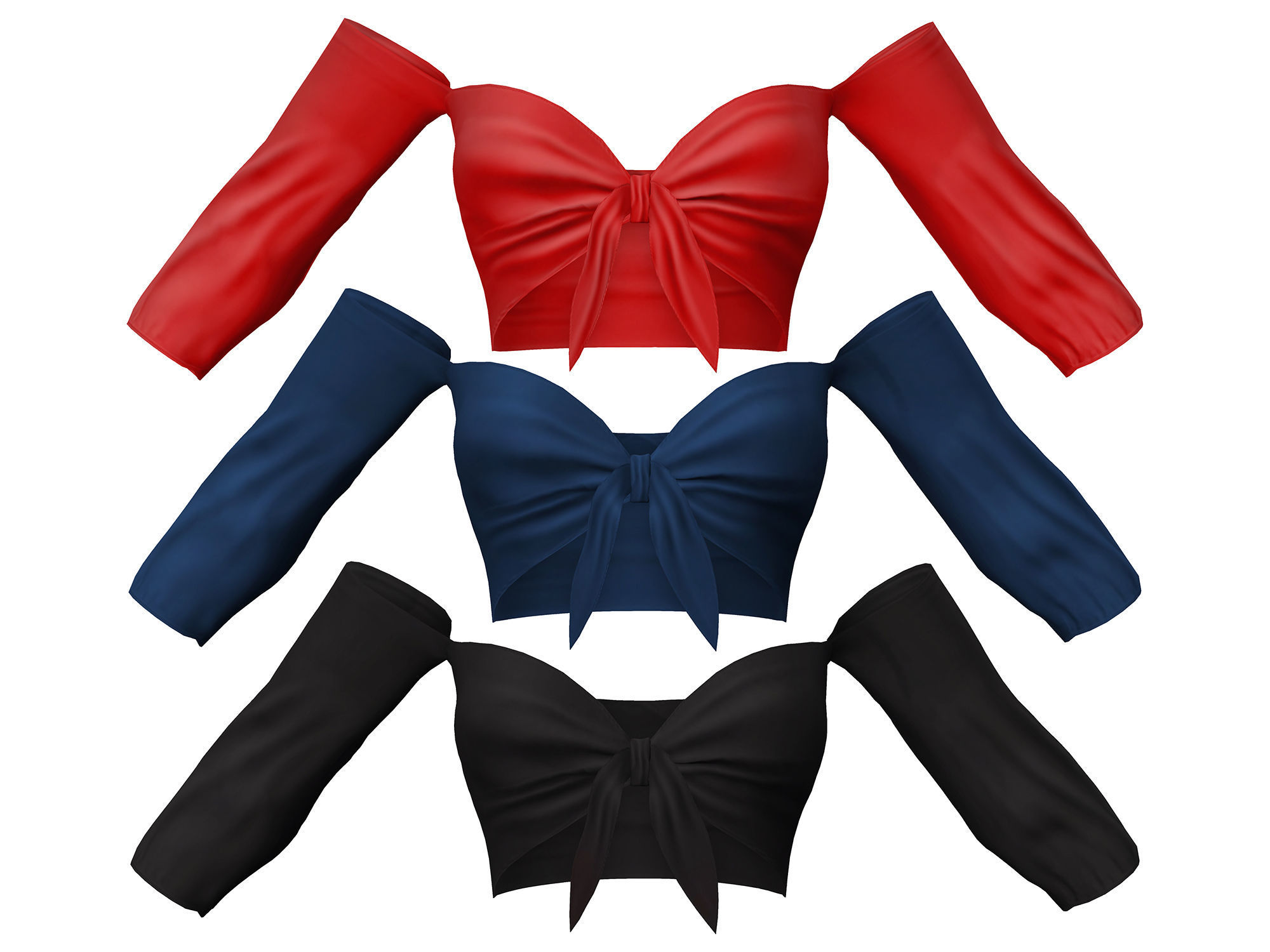 Front Tied Off Shoulder Jumpsuit Low-poly 3D model_3