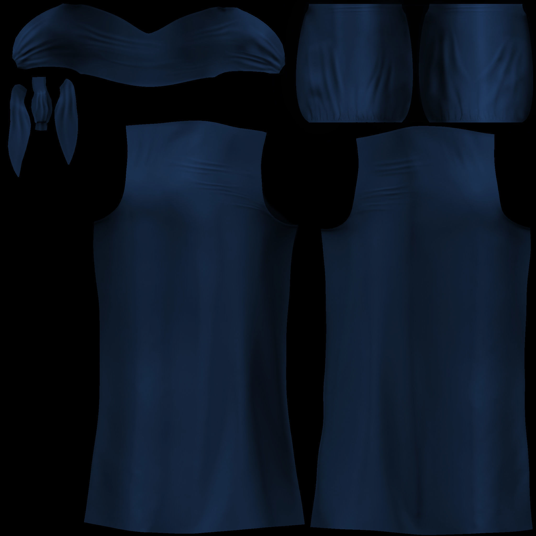 Front Tied Off Shoulder Jumpsuit Low-poly 3D model_13
