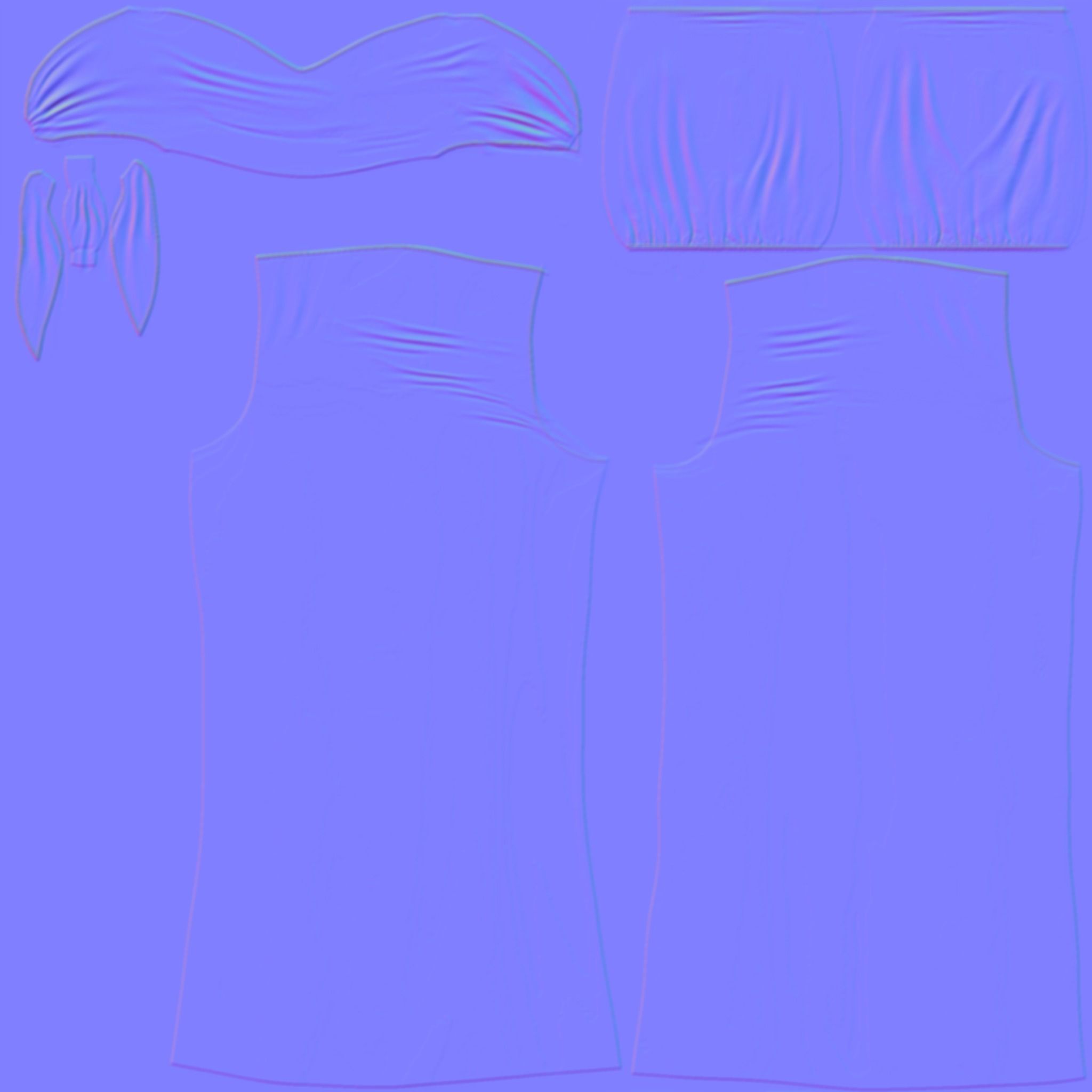 Front Tied Off Shoulder Jumpsuit Low-poly 3D model_15