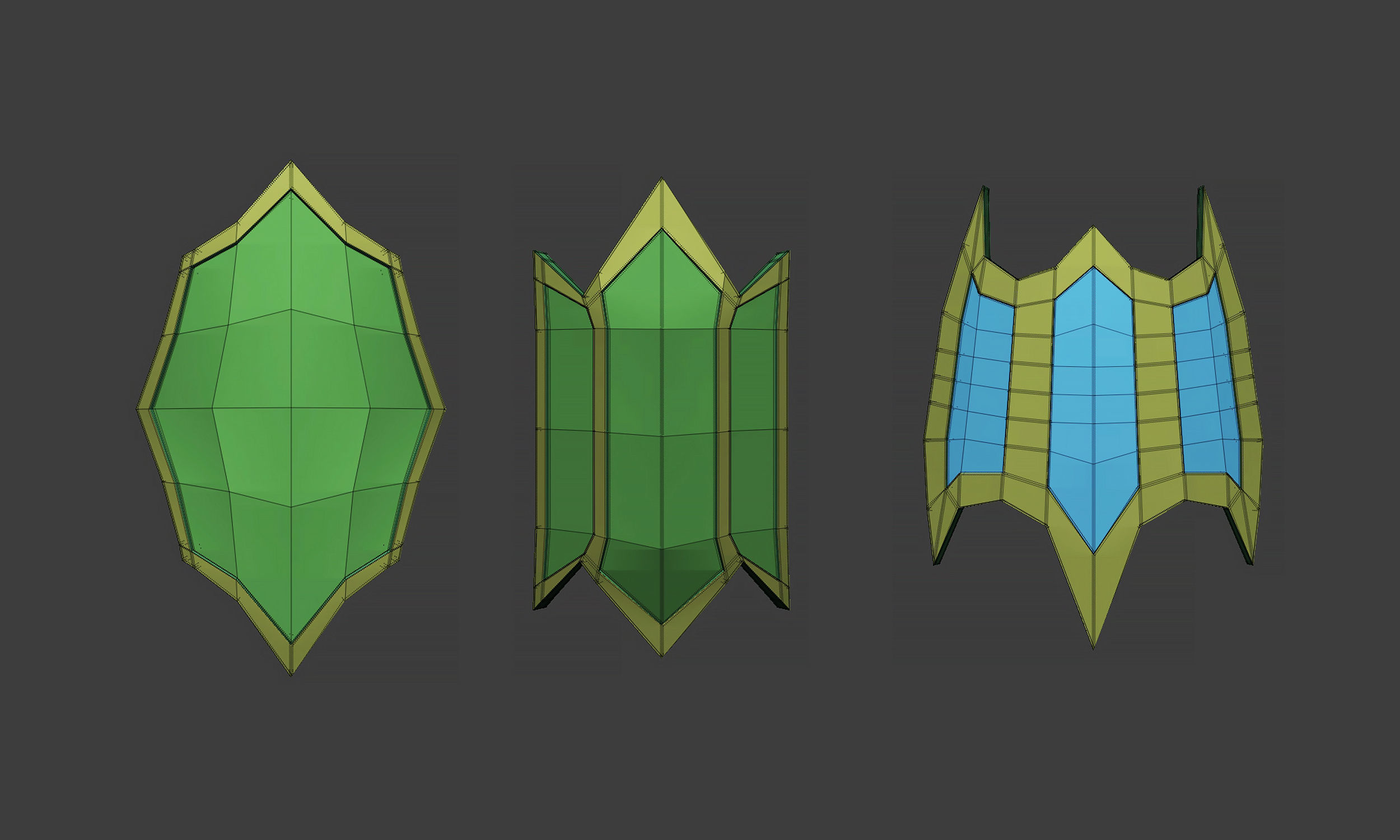 30 Low poly medieval fantasy shield base mesh shapes IMM brush 3D model_18