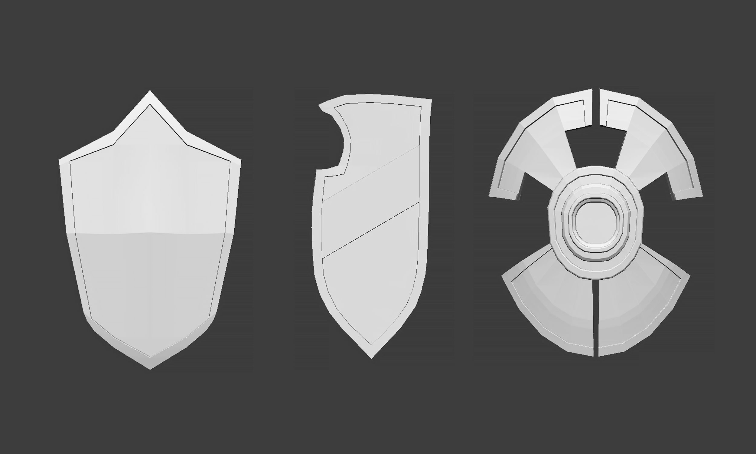 30 Low poly medieval fantasy shield base mesh shapes IMM brush 3D model_10