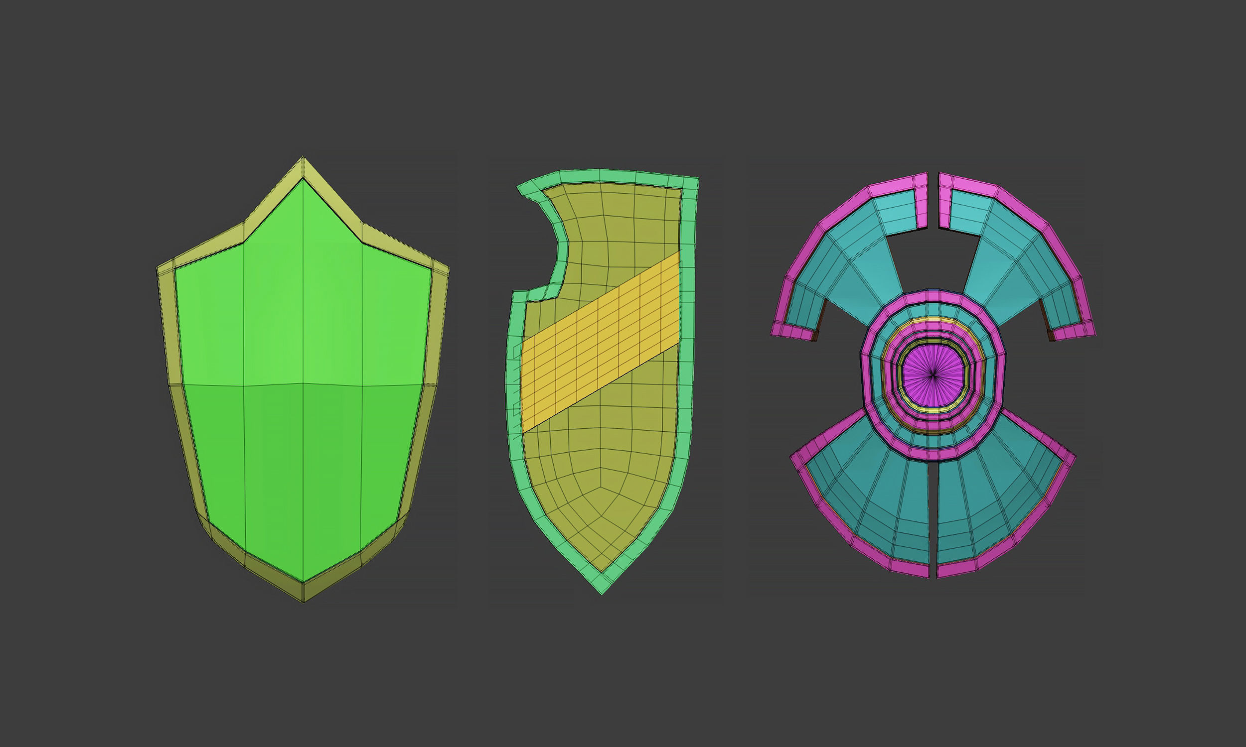 30 Low poly medieval fantasy shield base mesh shapes IMM brush 3D model_21