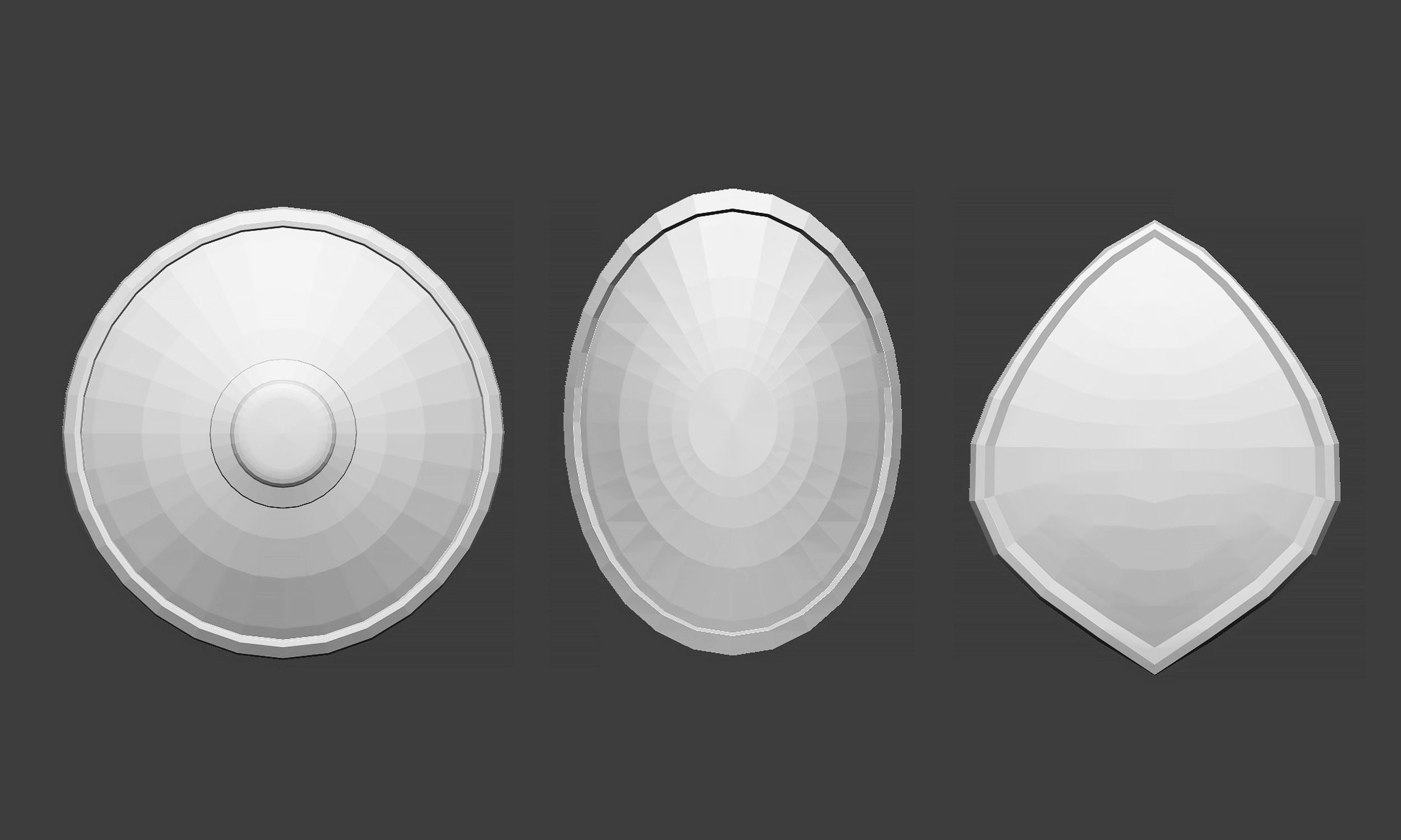 30 Low poly medieval fantasy shield base mesh shapes IMM brush 3D model_2