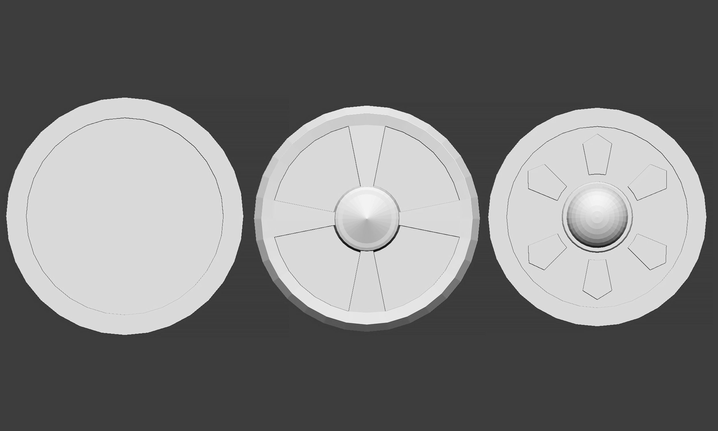 30 Low poly medieval fantasy shield base mesh shapes IMM brush 3D model_3