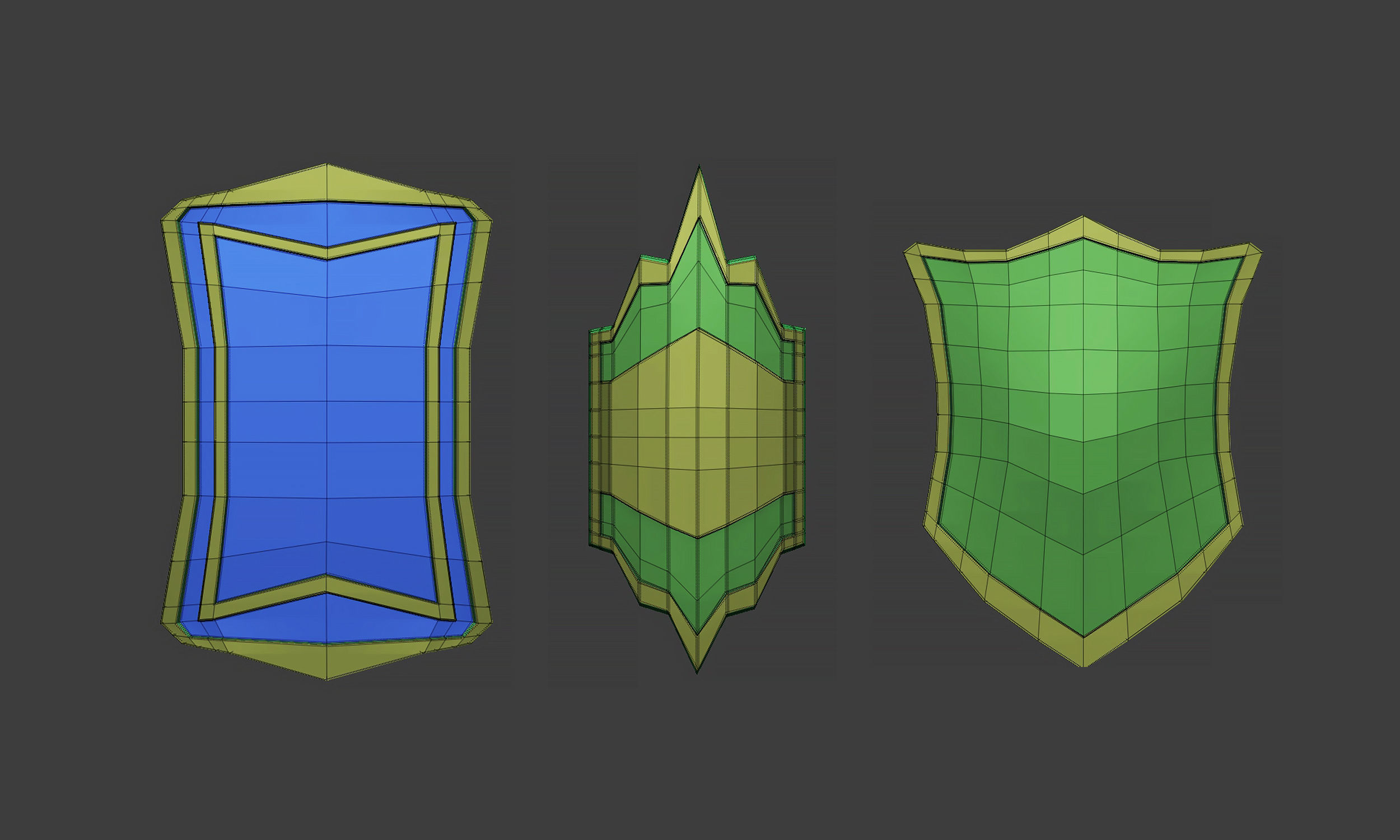 30 Low poly medieval fantasy shield base mesh shapes IMM brush 3D model_17