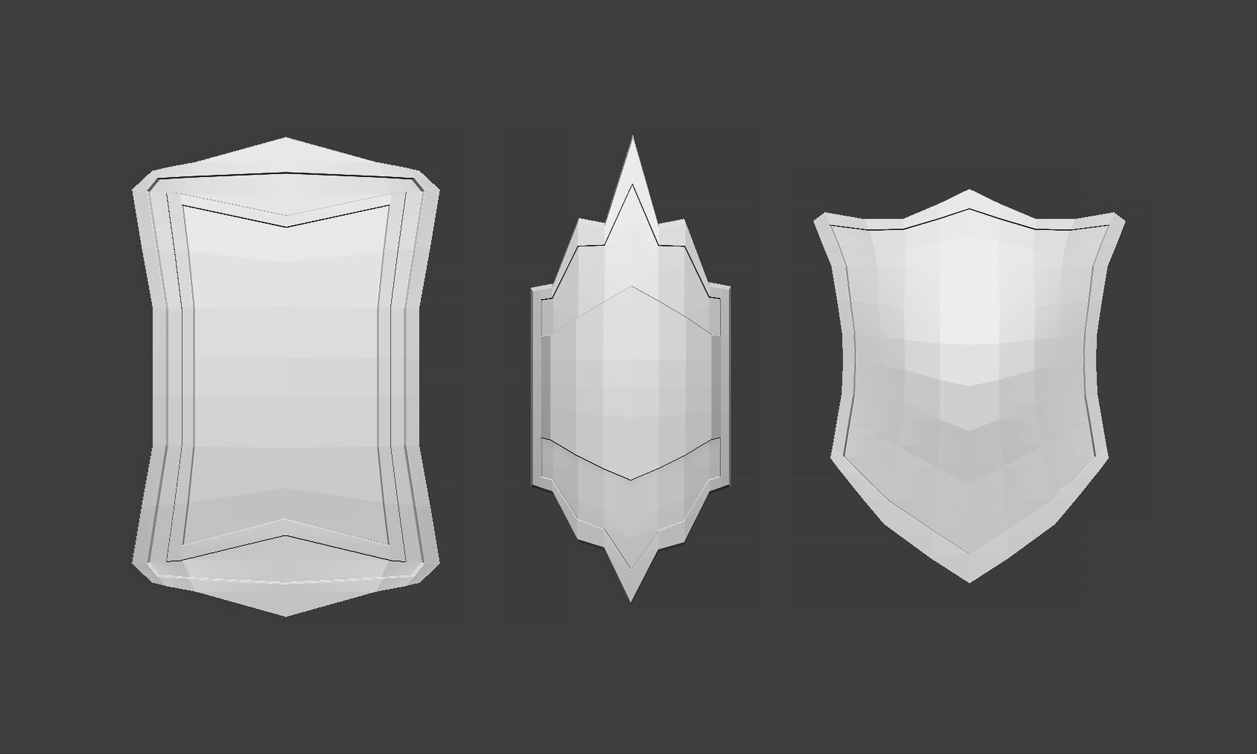 30 Low poly medieval fantasy shield base mesh shapes IMM brush 3D model_6