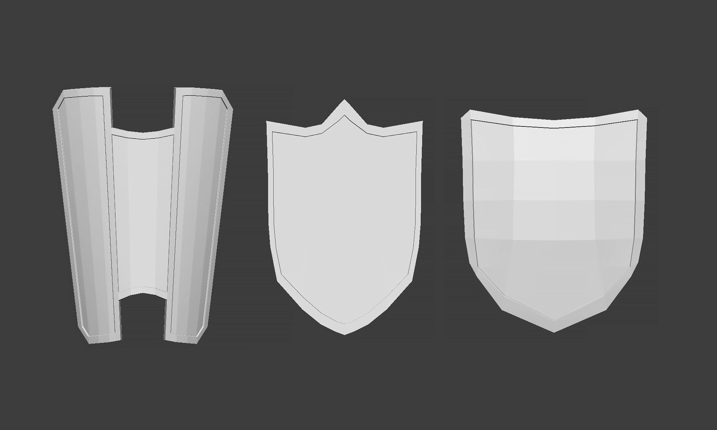 30 Low poly medieval fantasy shield base mesh shapes IMM brush 3D model_8