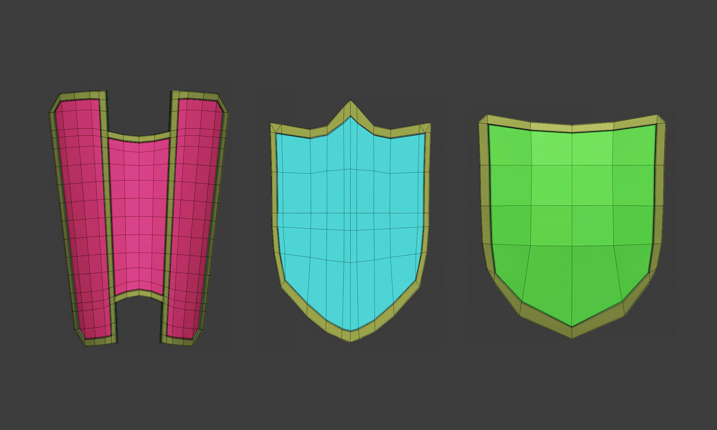 30 Low poly medieval fantasy shield base mesh shapes IMM brush 3D model_19