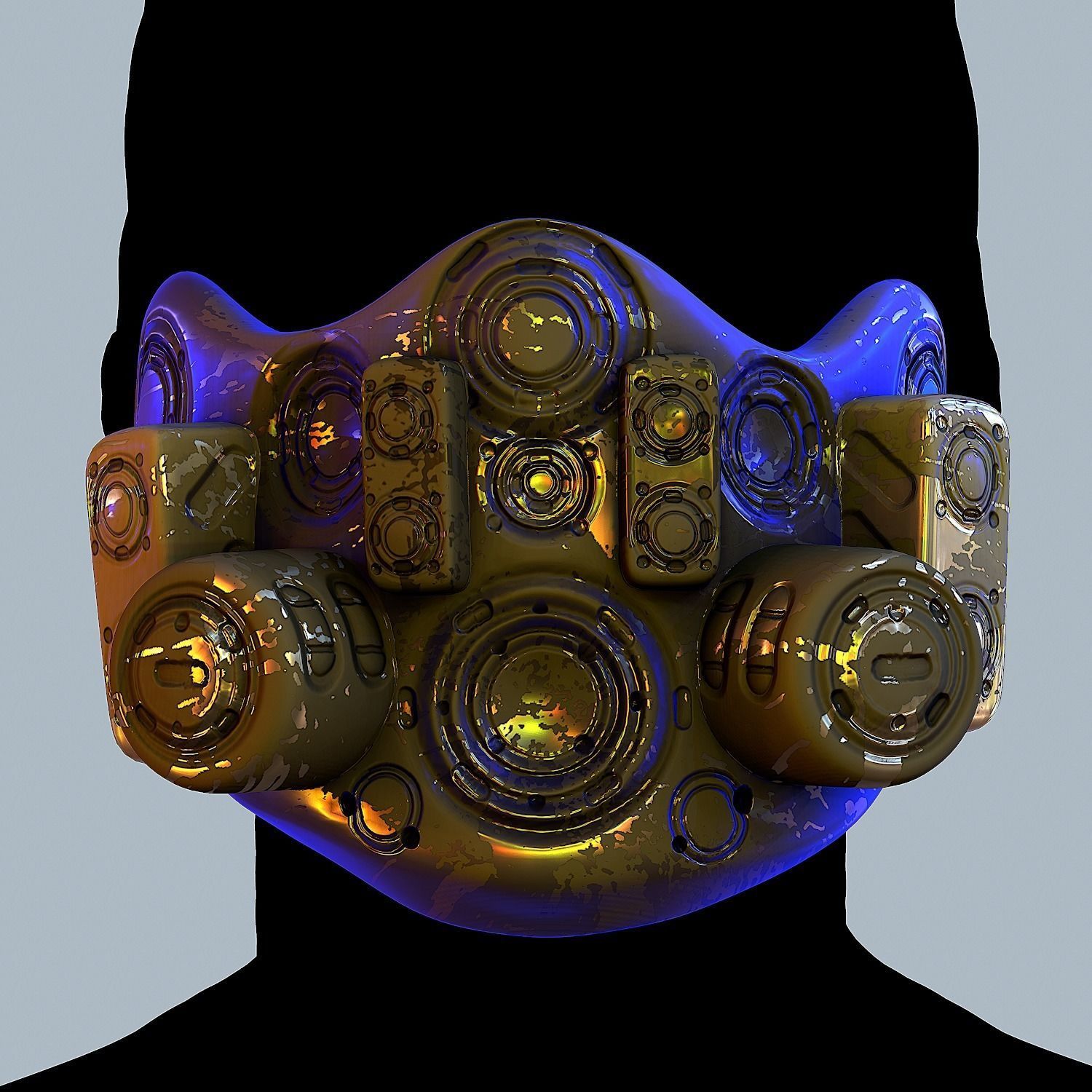 Gas mask helmet 3d model scifi Low-poly Low-poly 3D model Low-poly 3D model_3