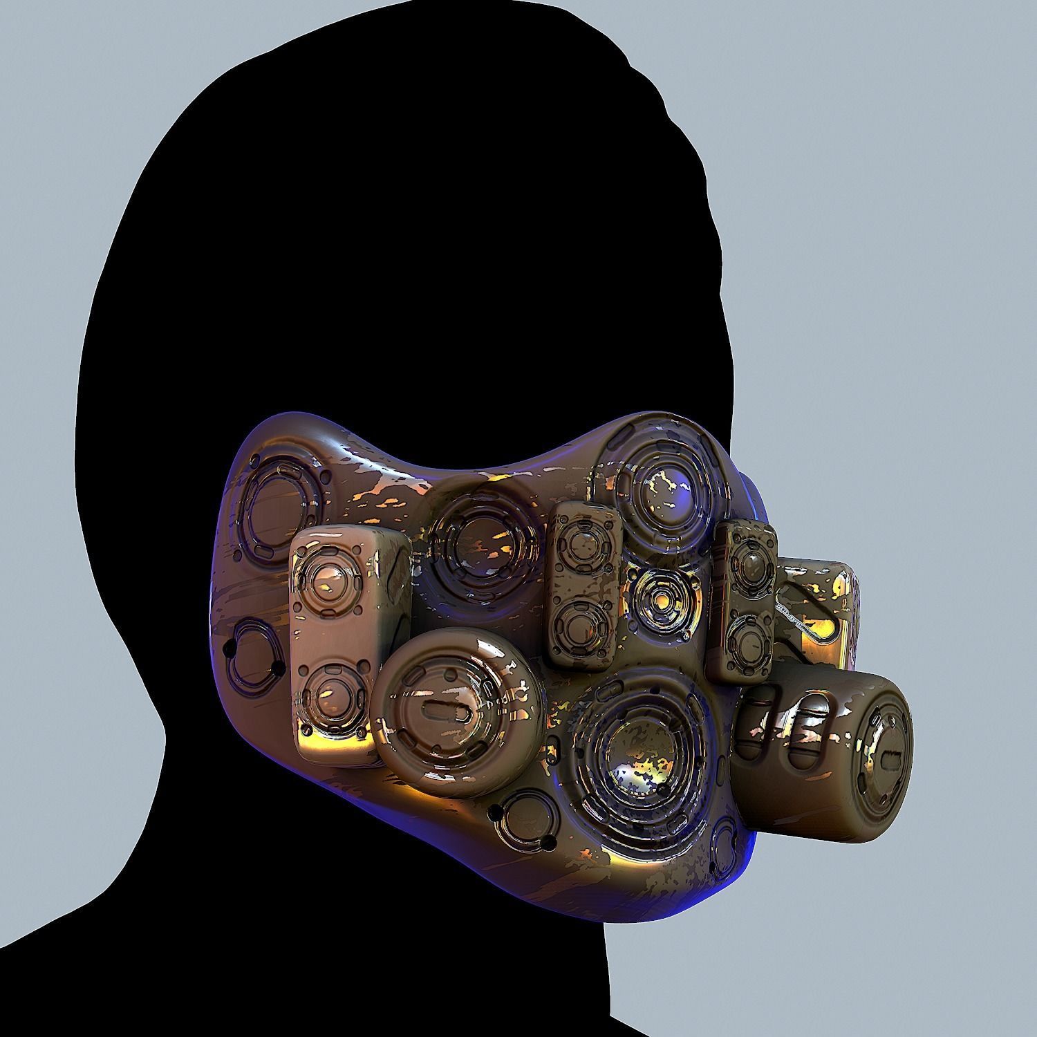 Gas mask helmet 3d model scifi Low-poly Low-poly 3D model Low-poly 3D model_4