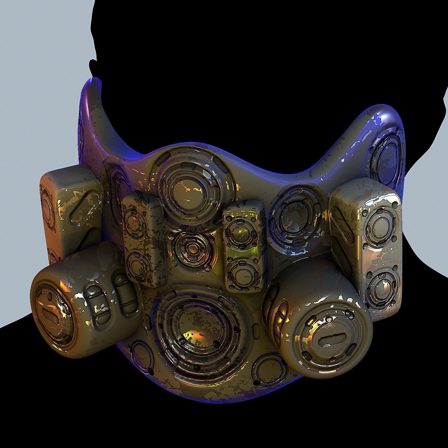 Gas mask helmet 3d model scifi Low-poly Low-poly 3D model Low-poly 3D model_1