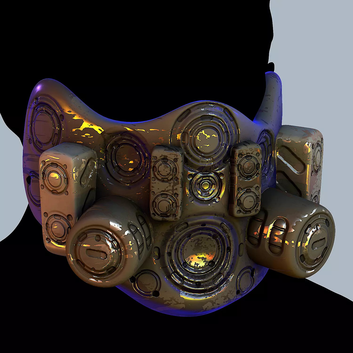 Gas mask helmet 3d model scifi Low-poly Low-poly 3D model Low-poly 3D model_0