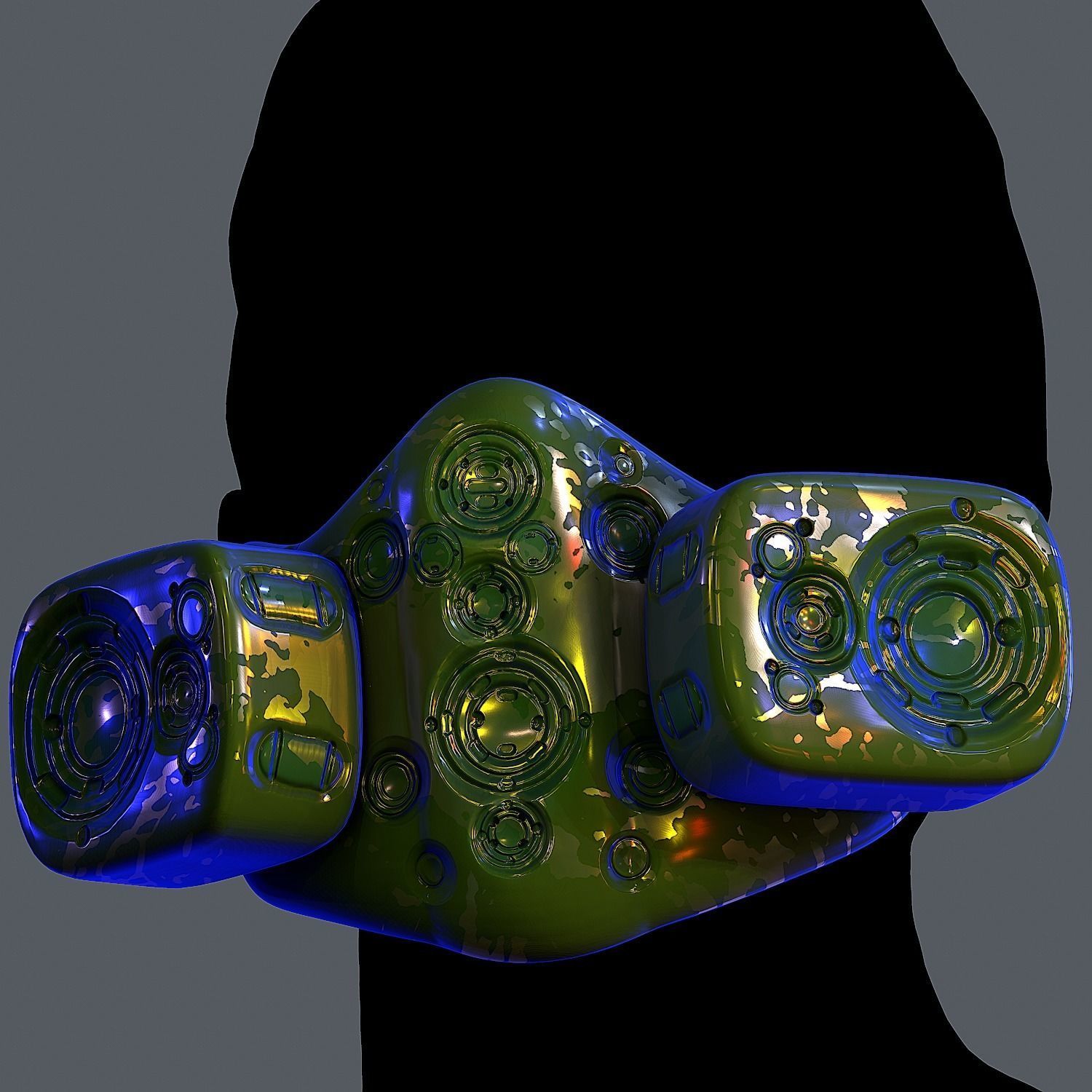 Gas mask helmet 3d model scifi Low-poly Low-poly 3D model Low-poly 3D model_5