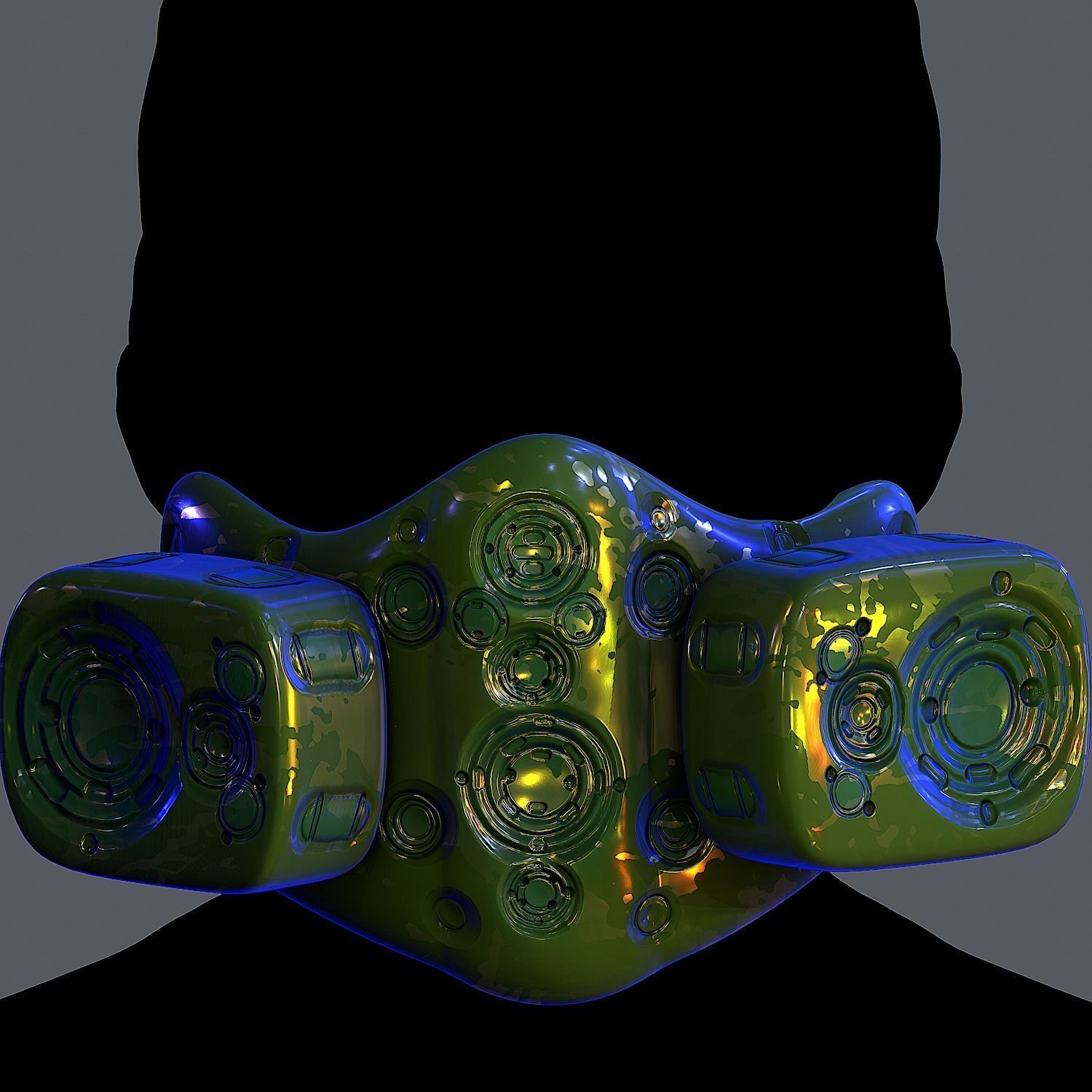 Gas mask helmet 3d model scifi Low-poly Low-poly 3D model Low-poly 3D model_1