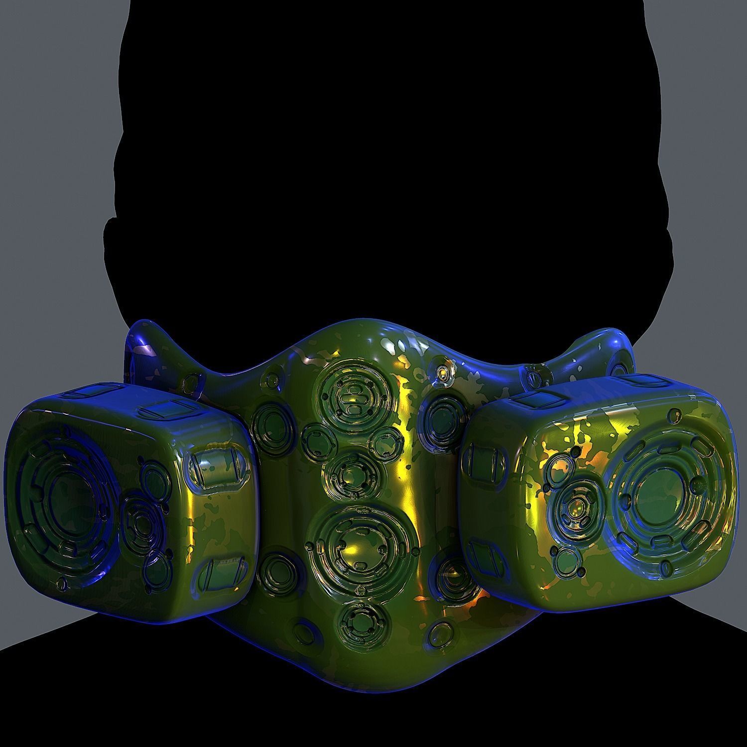 Gas mask helmet 3d model scifi Low-poly Low-poly 3D model Low-poly 3D model_2