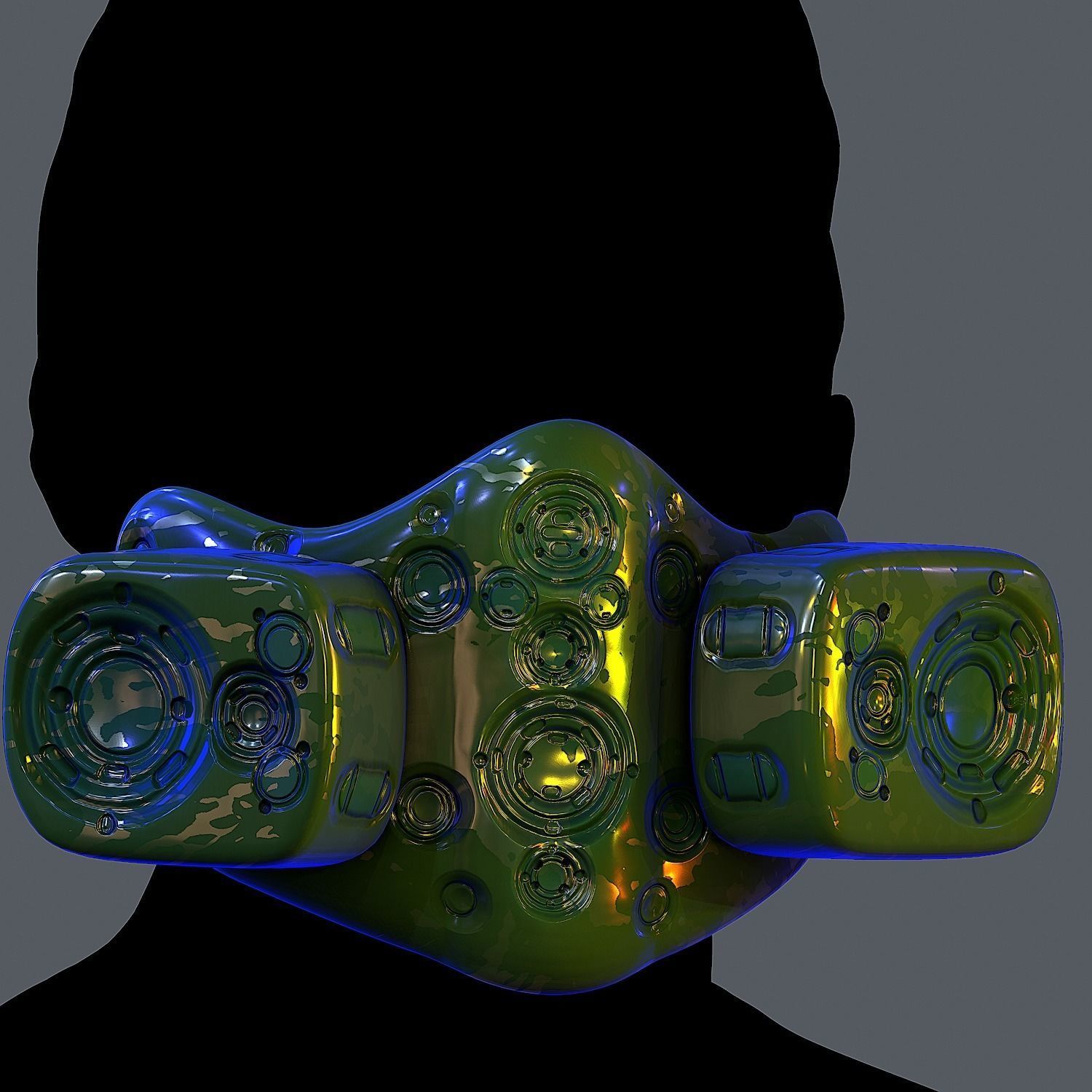 Gas mask helmet 3d model scifi Low-poly Low-poly 3D model Low-poly 3D model_3