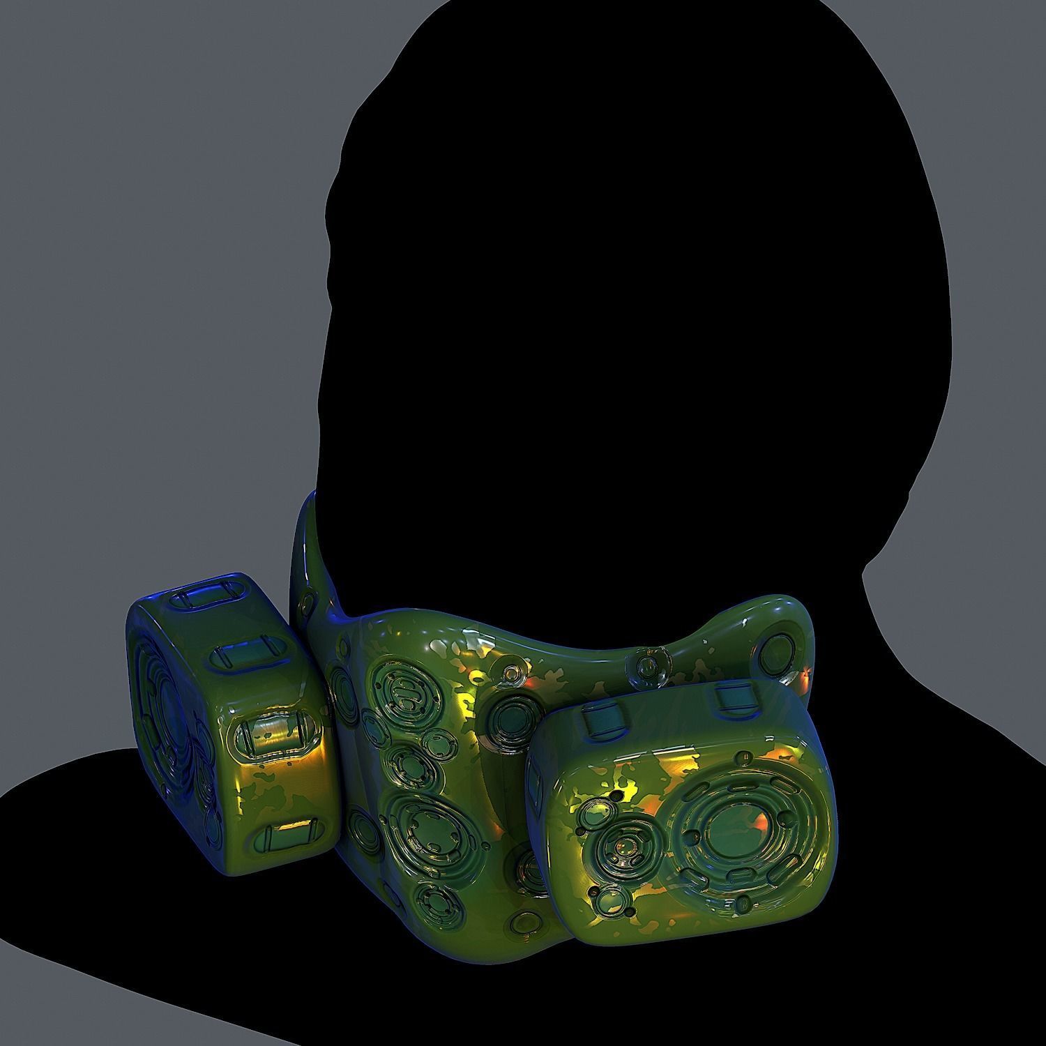 Gas mask helmet 3d model scifi Low-poly Low-poly 3D model Low-poly 3D model_4