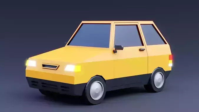Stylized Low Poly Compact Urban Car - Game Ready Model