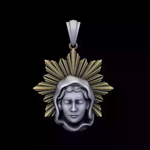 Pendant Saint Mary with halos 3D print model