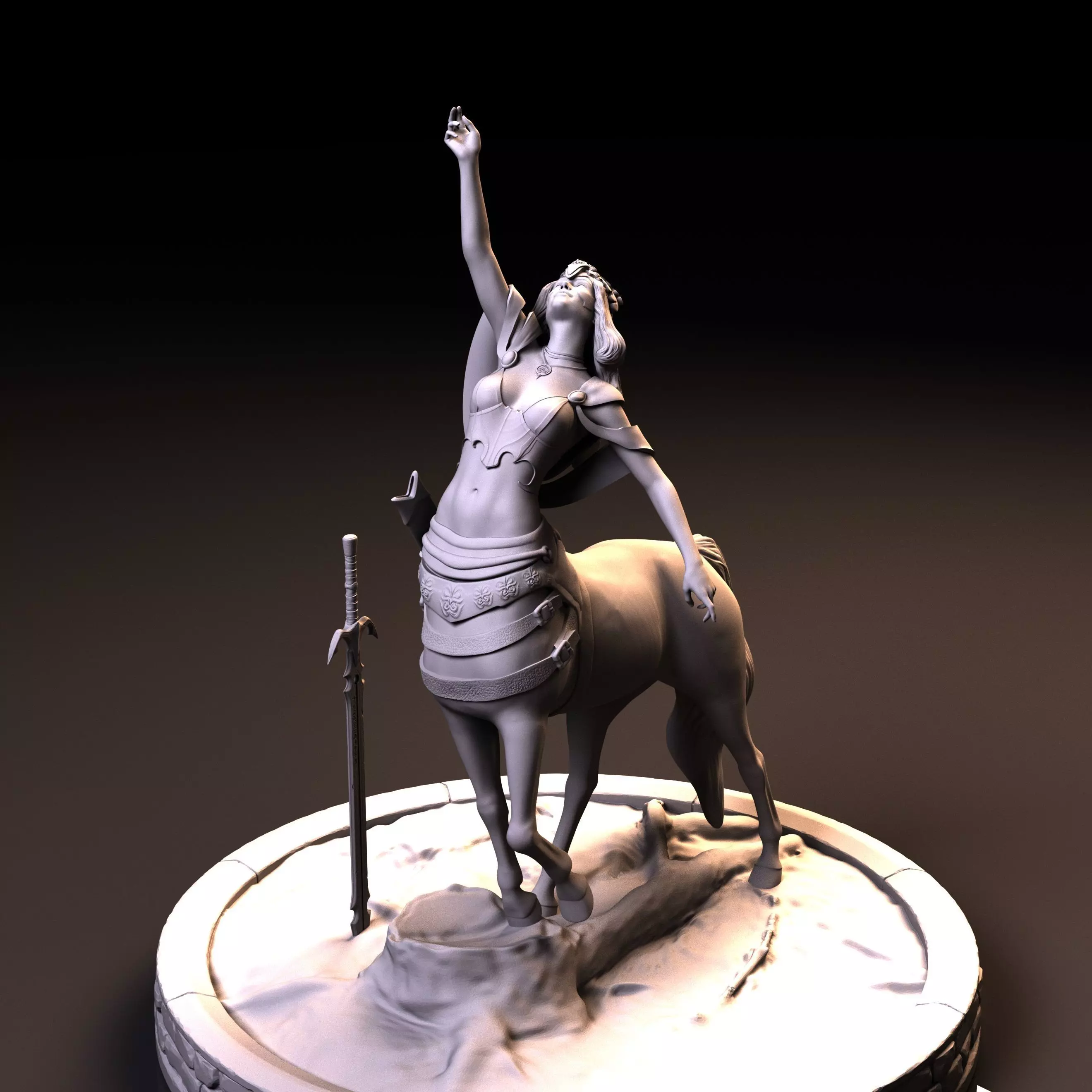 Rosaline statue of woman riding horse 3D print model