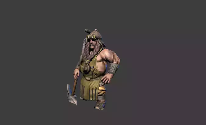 Dwarf Miner Low-poly 3D model