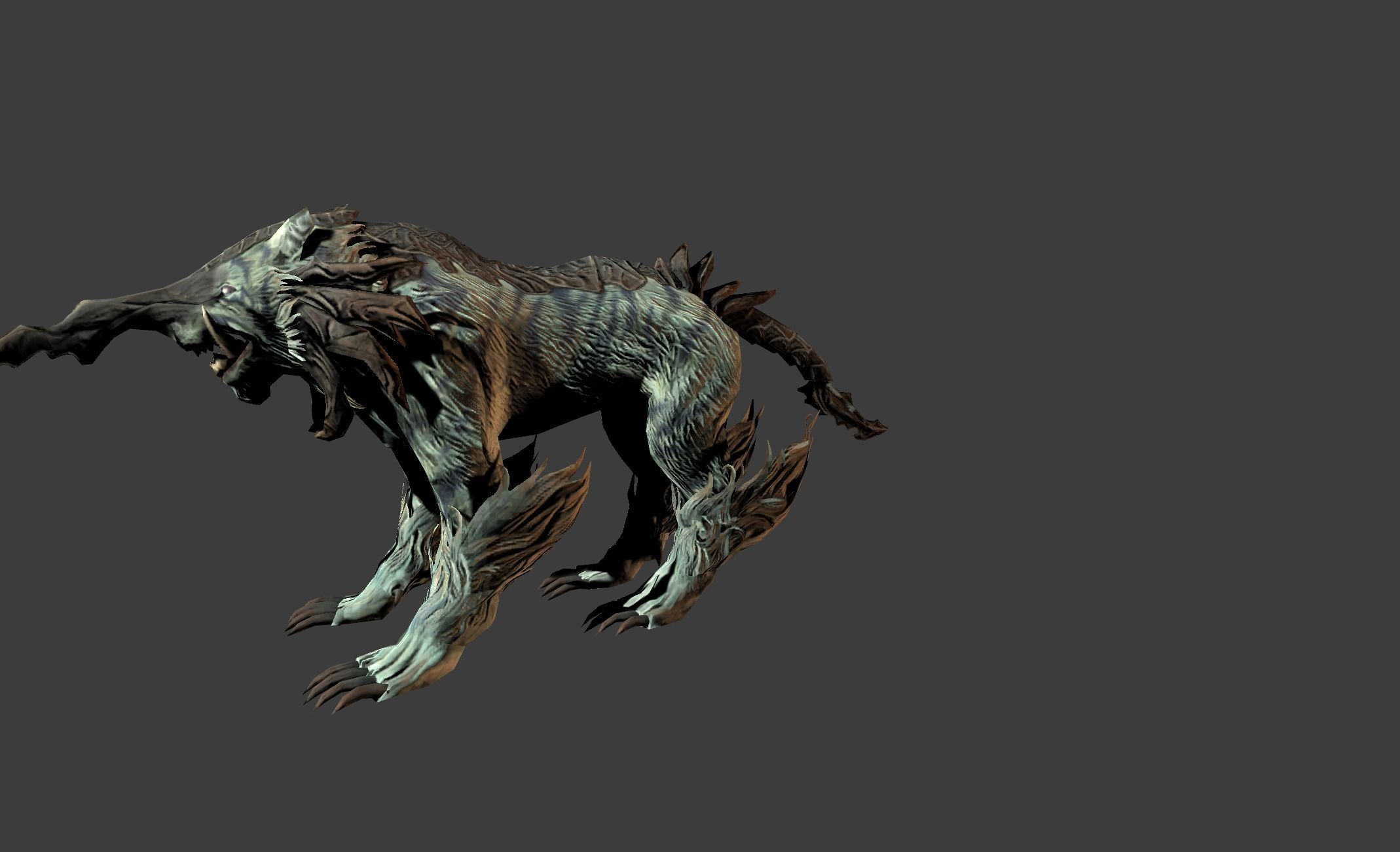 AwlHornTiger Creature Low-poly 3D model_13