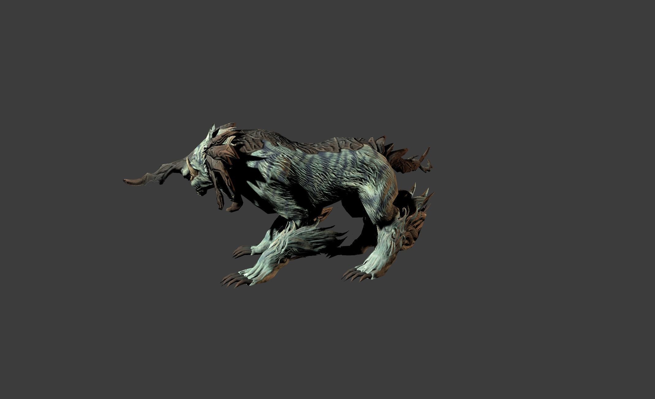 AwlHornTiger Creature Low-poly 3D model_7