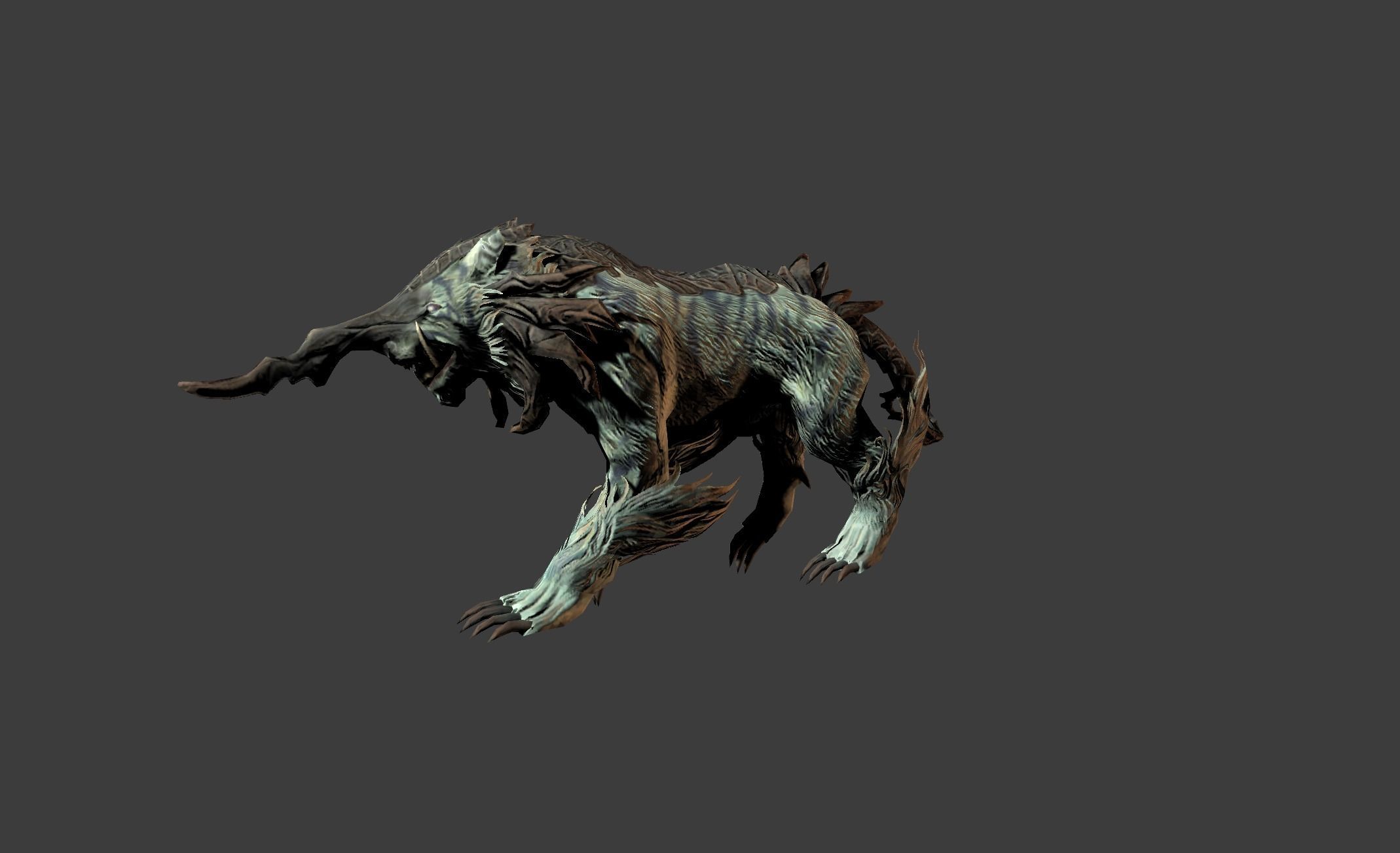 AwlHornTiger Creature Low-poly 3D model_12