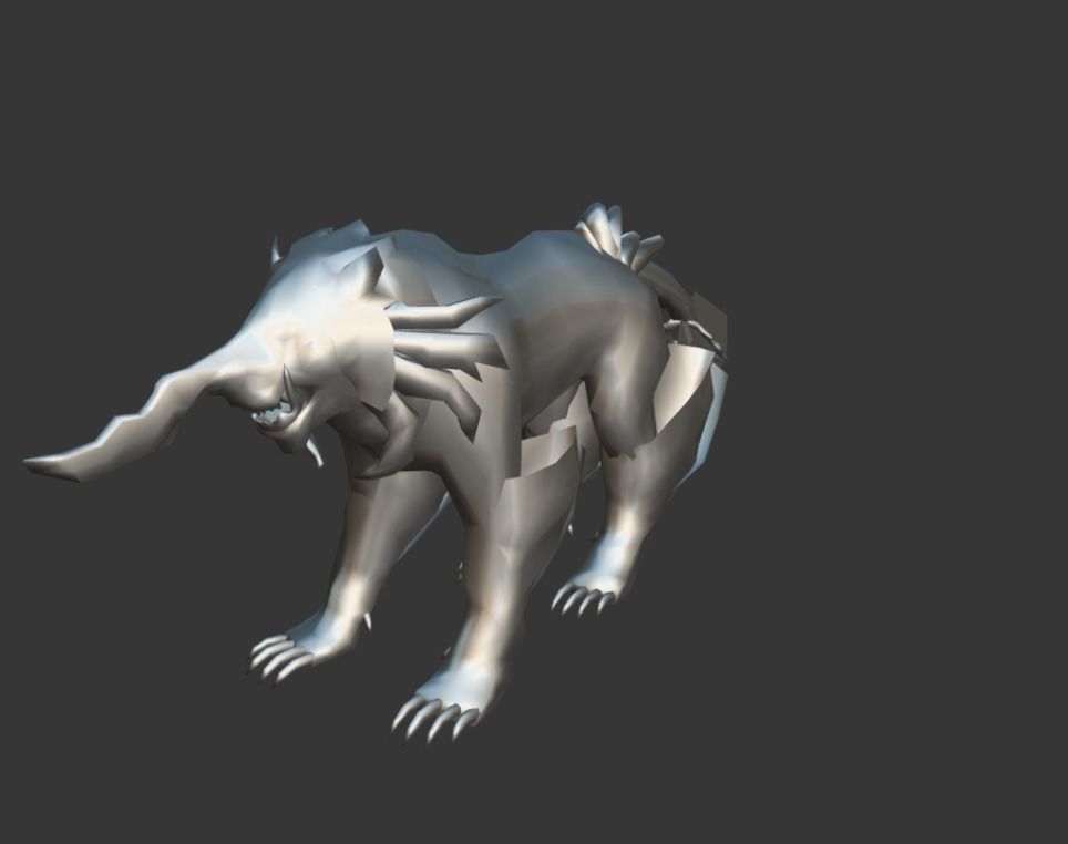 AwlHornTiger Creature Low-poly 3D model_4