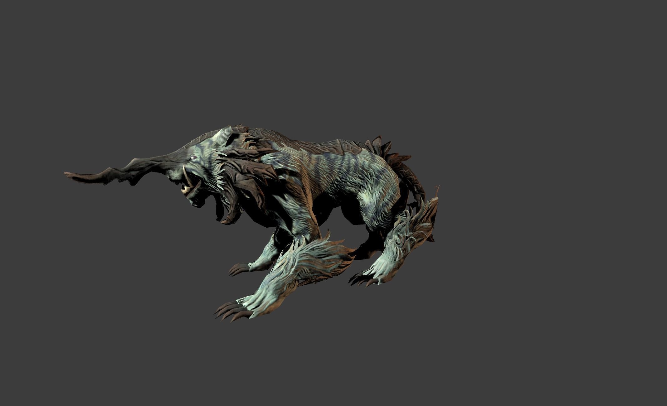 AwlHornTiger Creature Low-poly 3D model_14
