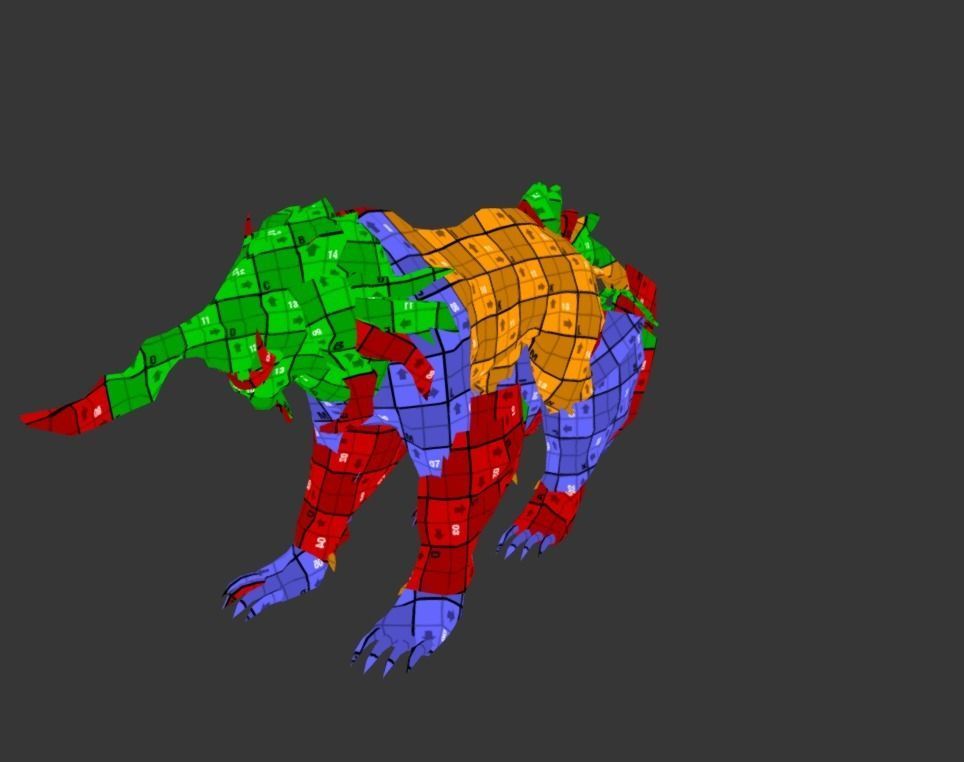 AwlHornTiger Creature Low-poly 3D model_6