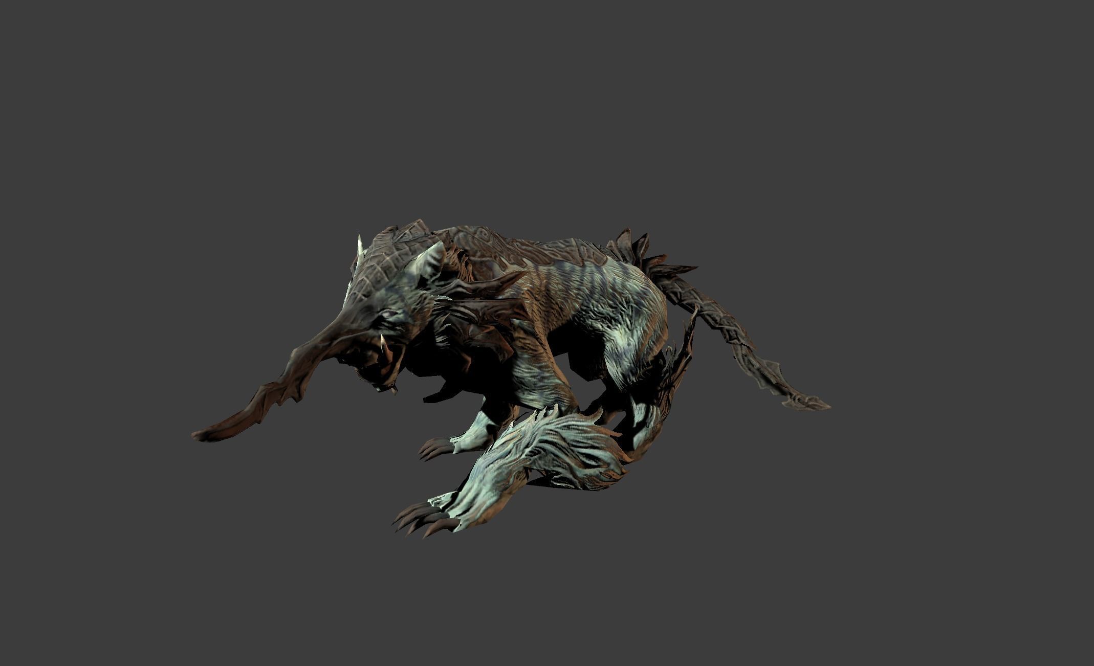 AwlHornTiger Creature Low-poly 3D model_9