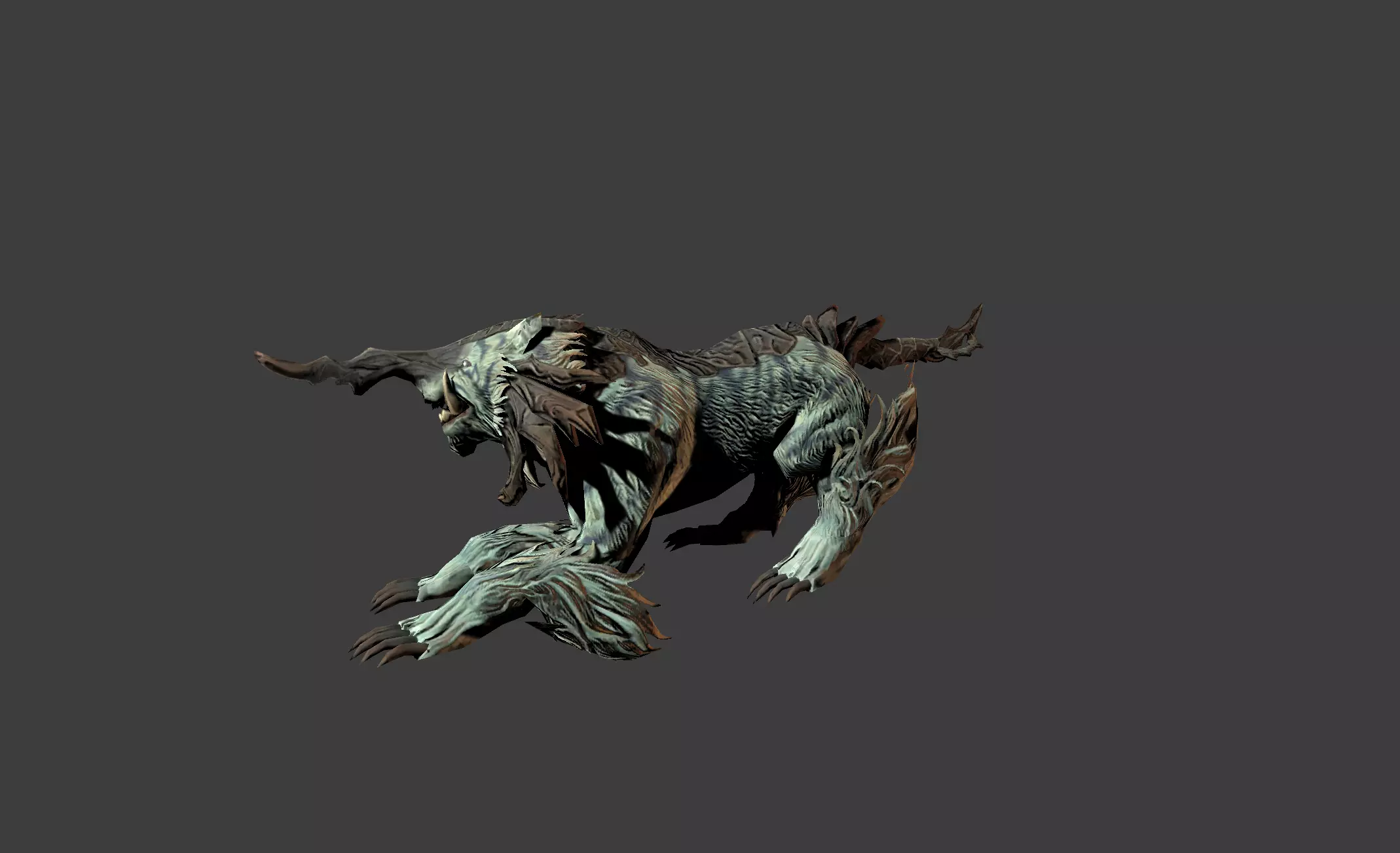 AwlHornTiger Creature Low-poly 3D model_0