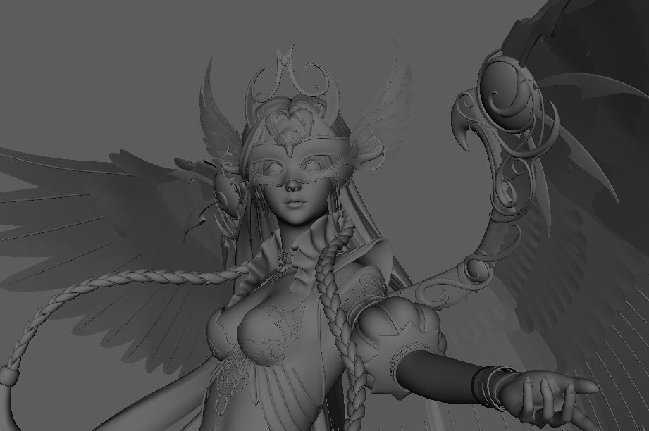 Angel with wings 3D print model_4