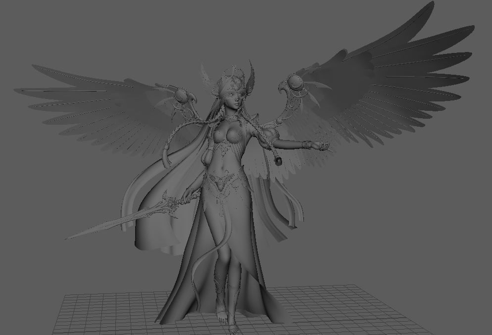 Angel with wings 3D print model_3