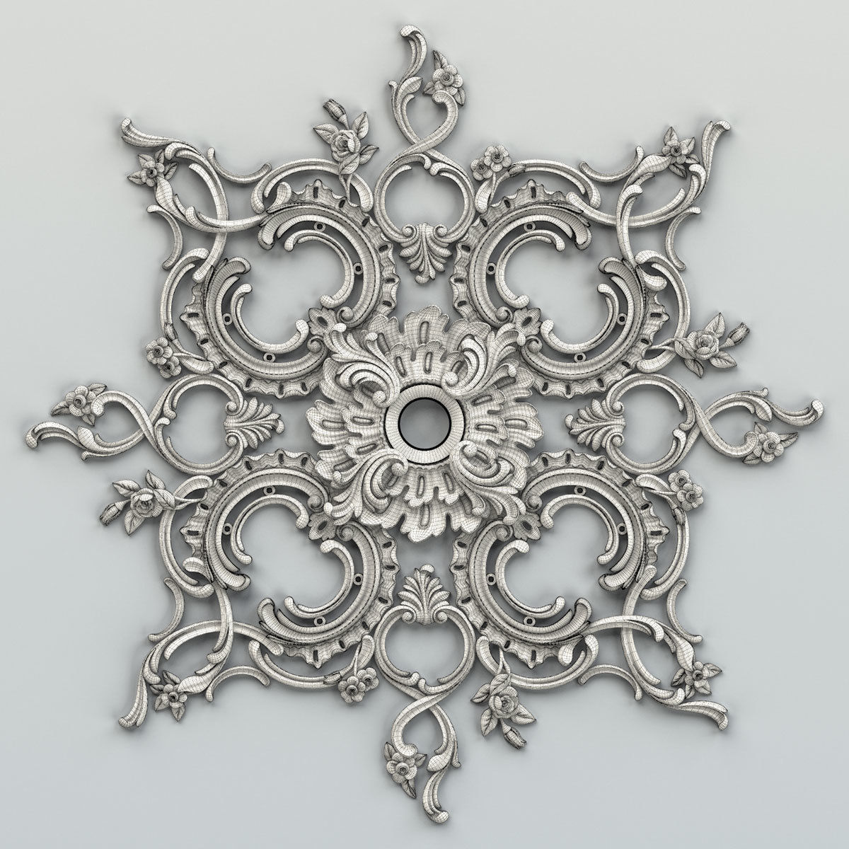 Square rosette 019 3D model_5
