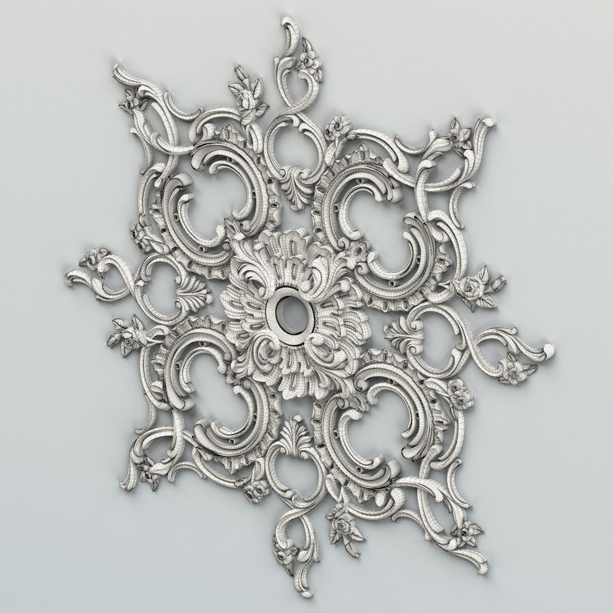 Square rosette 019 3D model_6