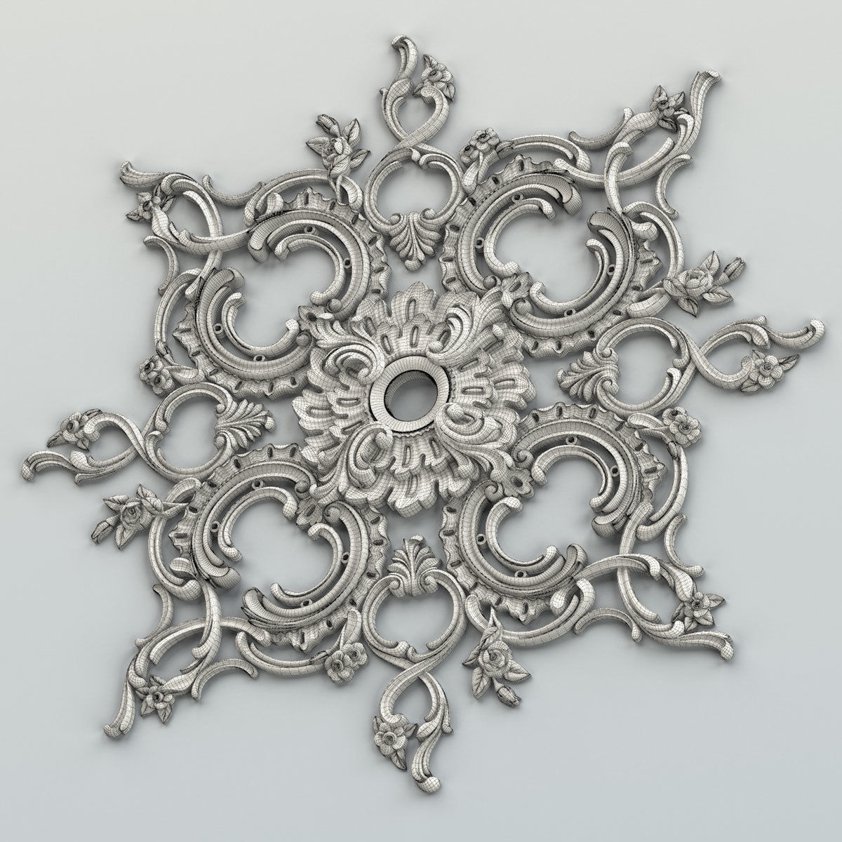 Square rosette 019 3D model_7