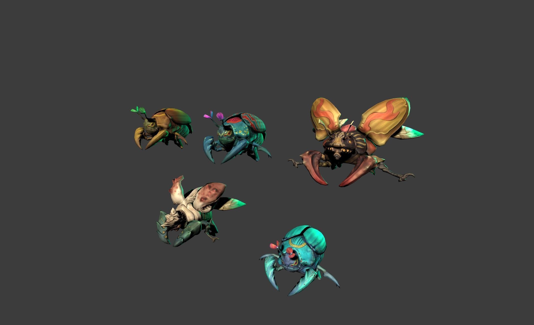 Beetle Creature Bug Mutant  Low-poly 3D model_11