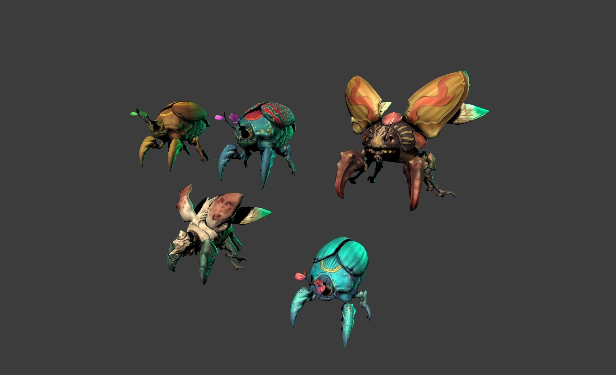 Beetle Creature Bug Mutant  Low-poly 3D model_13