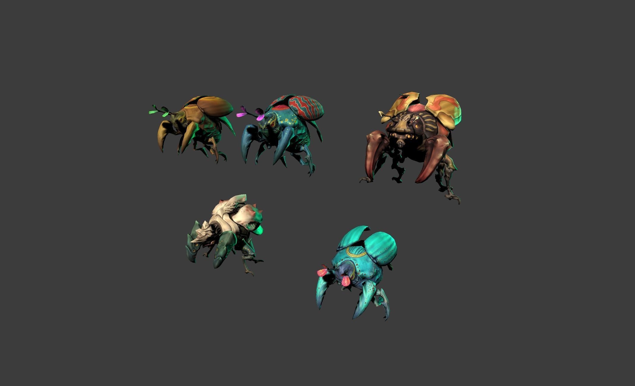 Beetle Creature Bug Mutant  Low-poly 3D model_8